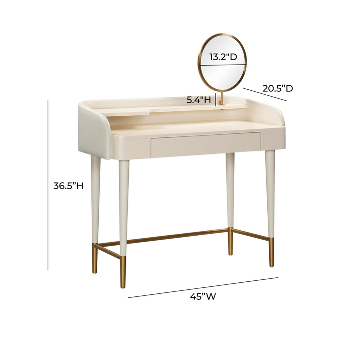 Penelope Cream Vegan Leather Wrapped Vanity Desk - UK - Home And Beyond