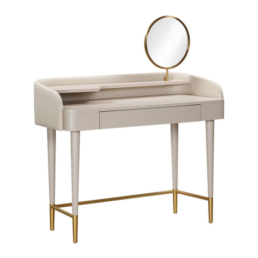 Penelope Taupe Vegan Leather Wrapped Vanity Desk - UK - Home And Beyond