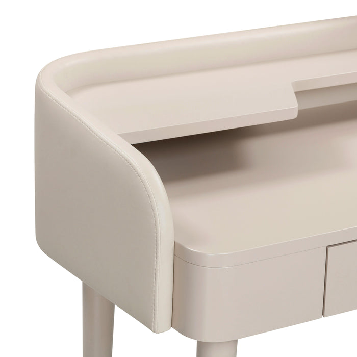 Penelope Taupe Vegan Leather Wrapped Vanity Desk - UK - Home And Beyond