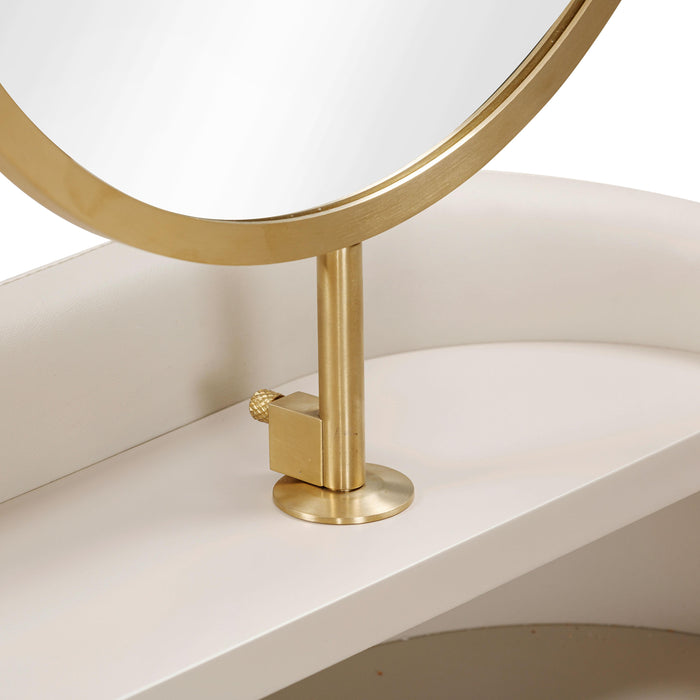 Penelope Taupe Vegan Leather Wrapped Vanity Desk - UK - Home And Beyond