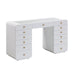 Hollywood 56" White Desk with LED Panel Vanity Mirror - Home And Beyond