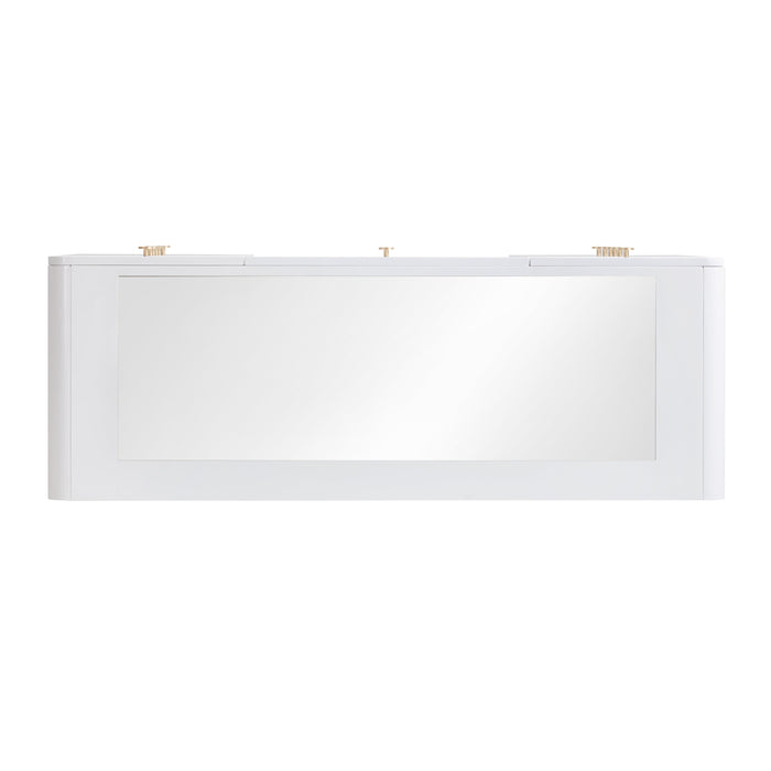 Hollywood 56" White Desk with LED Panel Vanity Mirror - Home And Beyond