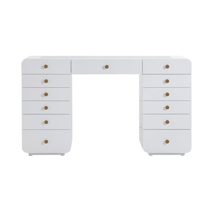 Hollywood 56" White Desk with Vanity Mirror - Home And Beyond