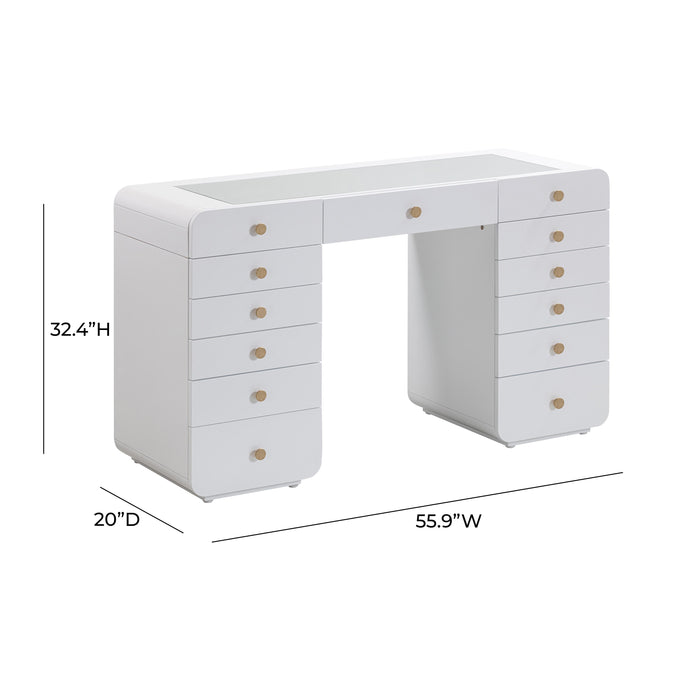Hollywood White Vanity Desk - Home And Beyond