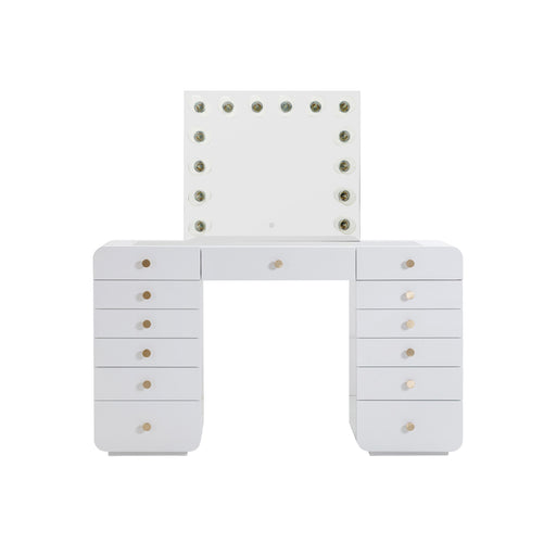 Hollywood White Desk with Vanity Mirror - Home And Beyond