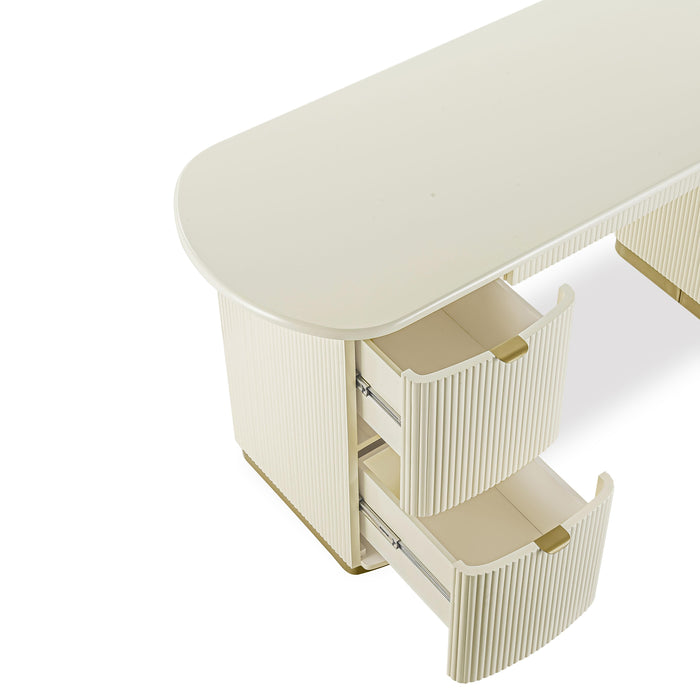 Francesca Cream 3-Drawer Desk - Home And Beyond