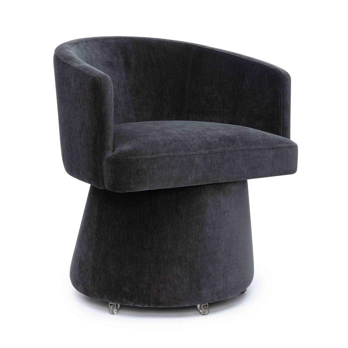 Kristen Black Upcycled Chenille Rolling Desk Chair - Home And Beyond