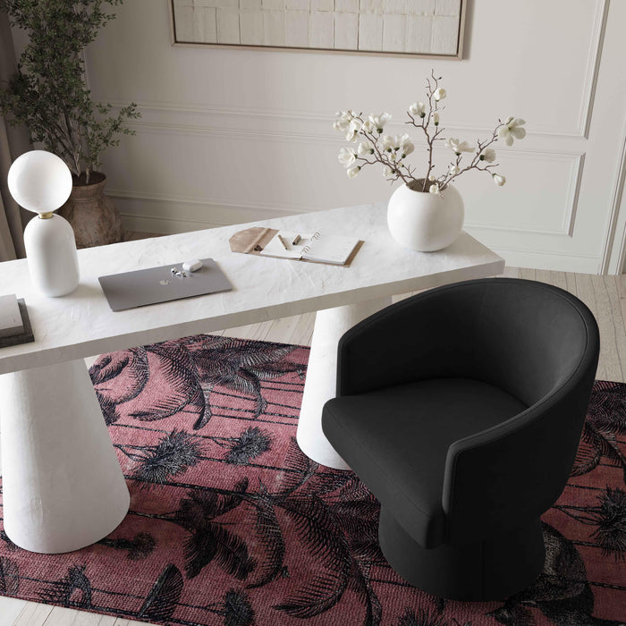 Kristen Black Upcycled Chenille Rolling Desk Chair - Home And Beyond