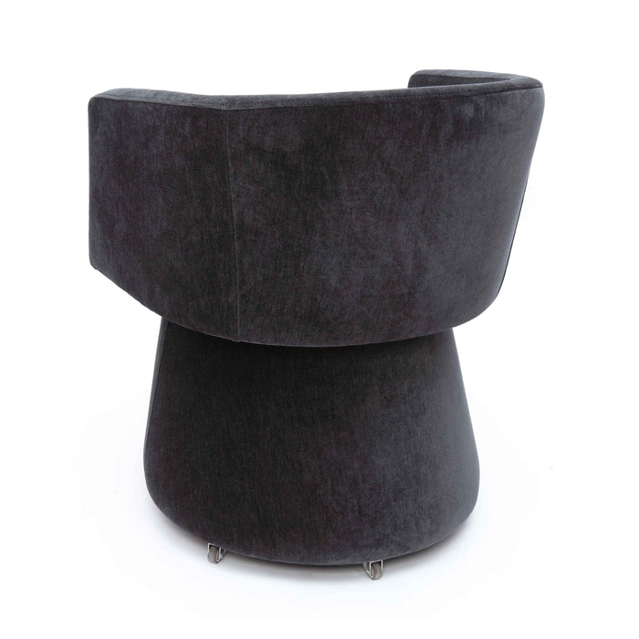 Kristen Black Upcycled Chenille Rolling Desk Chair - Home And Beyond