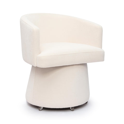 Kristen Cream Upcycled Chenille Rolling Desk Chair - Home And Beyond