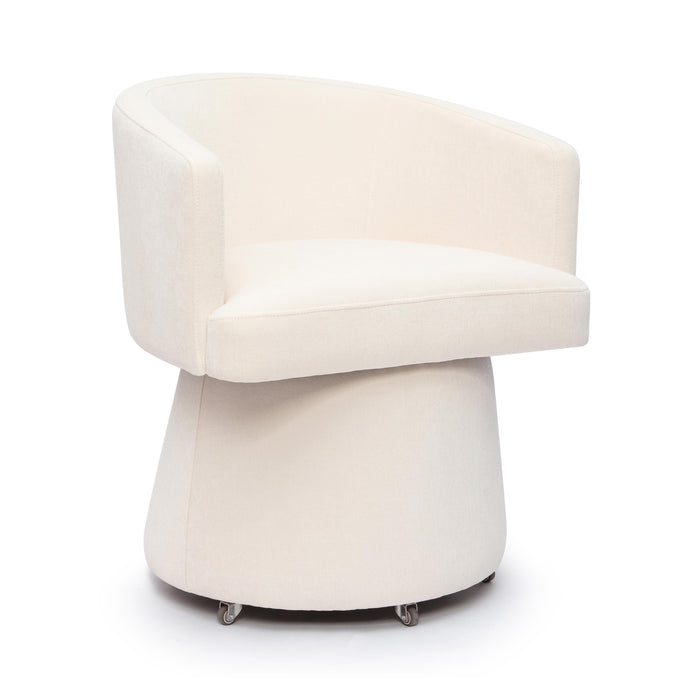 Kristen Cream Upcycled Chenille Rolling Desk Chair - Home And Beyond