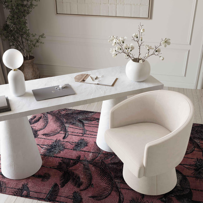 Kristen Cream Upcycled Chenille Rolling Desk Chair - Home And Beyond
