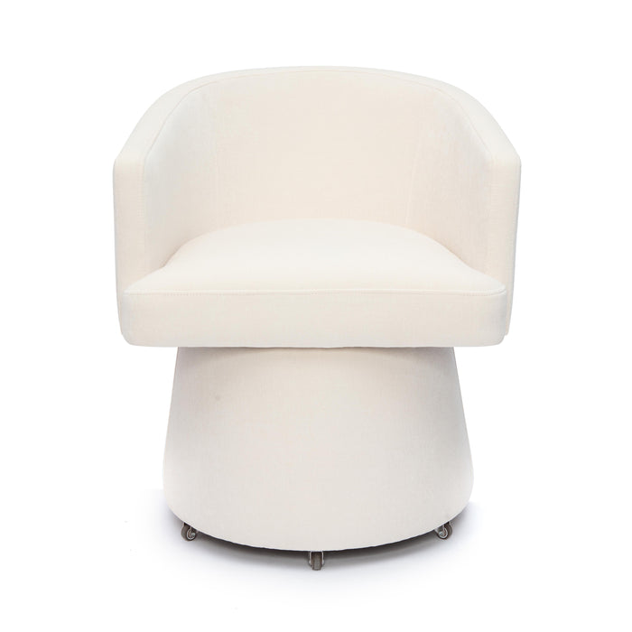 Kristen Cream Upcycled Chenille Rolling Desk Chair - Home And Beyond