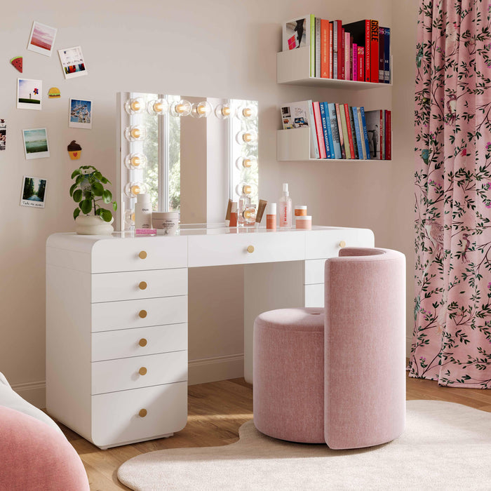 Alyssa Pink Upcycled Velvet Rolling Desk Chair - Home And Beyond