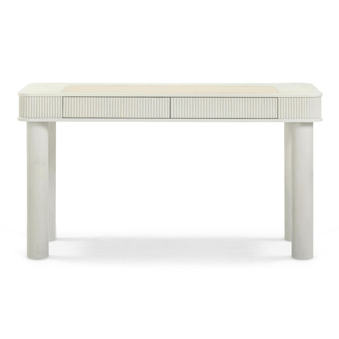 Sarah 55" Cream 2-Drawer Executive Work Desk - Home And Beyond