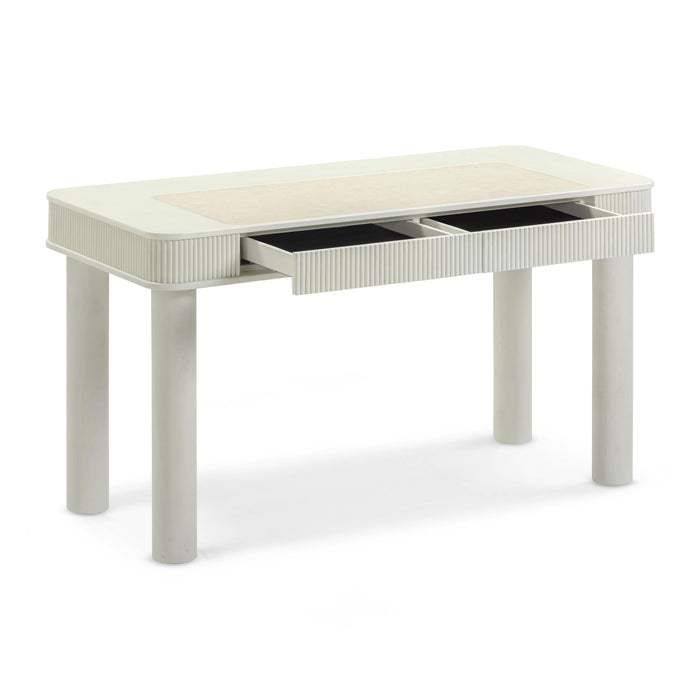 Sarah 55" Cream 2-Drawer Executive Work Desk - Home And Beyond