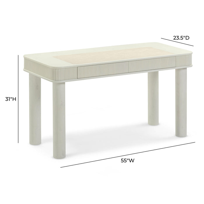 Sarah 55" Cream 2-Drawer Executive Work Desk - Home And Beyond