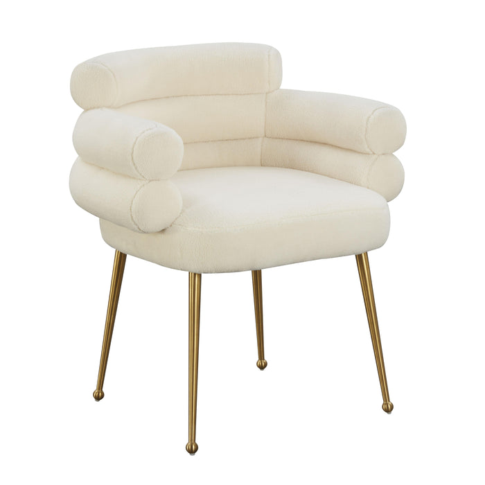 Dente Cream Faux Sheepskin Dining Chair - UK - Home And Beyond