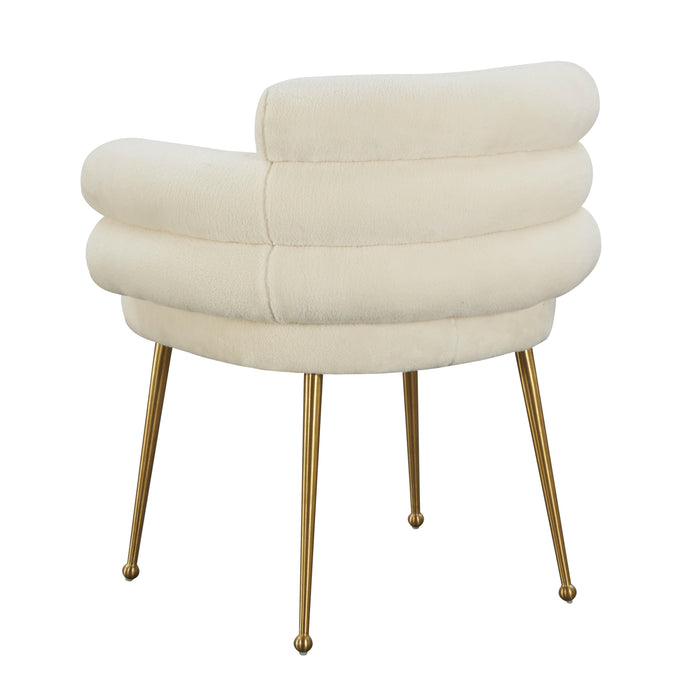 Dente Cream Faux Sheepskin Dining Chair - UK - Home And Beyond