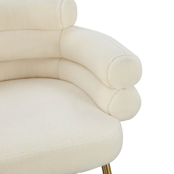 Dente Cream Faux Sheepskin Dining Chair - UK - Home And Beyond