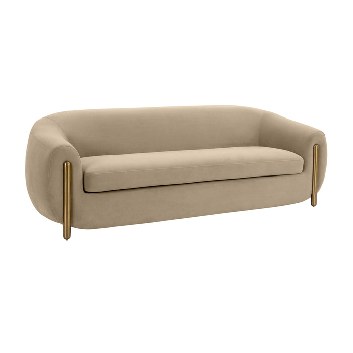 Lina Cafe Au Lait Brown Velvet Sofa - UK - Home And Beyond