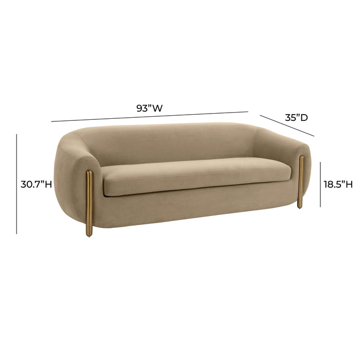 Lina Cafe Au Lait Brown Velvet Sofa - UK - Home And Beyond