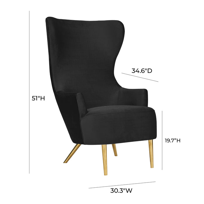 Julia Black Velvet Wingback Chair - UK - Home And Beyond