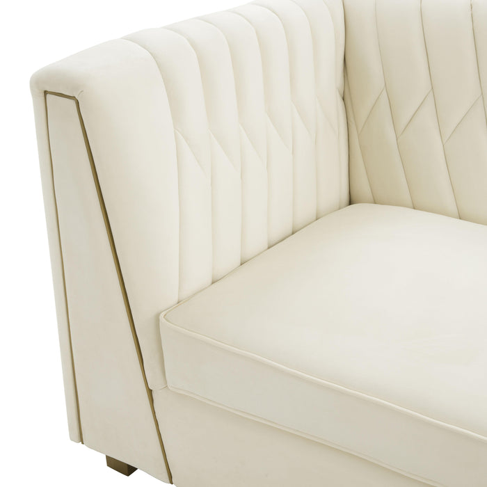 Wafa Cream Velvet Sofa - UK - Home And Beyond