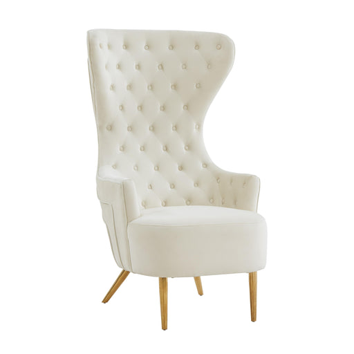 Jezebel Cream Velvet Wingback Chair - UK - Home And Beyond