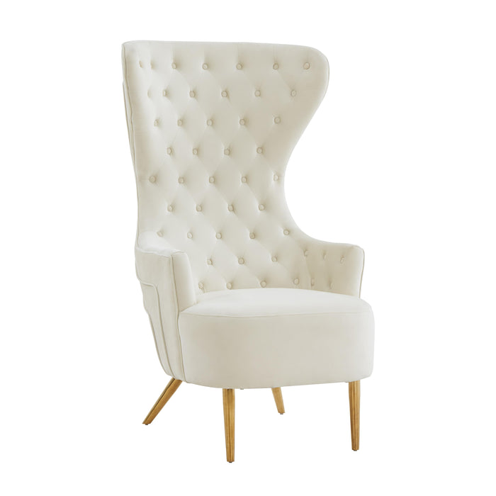 Jezebel Cream Velvet Wingback Chair - UK - Home And Beyond
