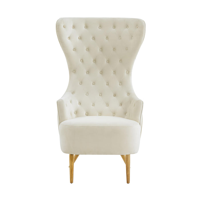 Jezebel Cream Velvet Wingback Chair - UK - Home And Beyond