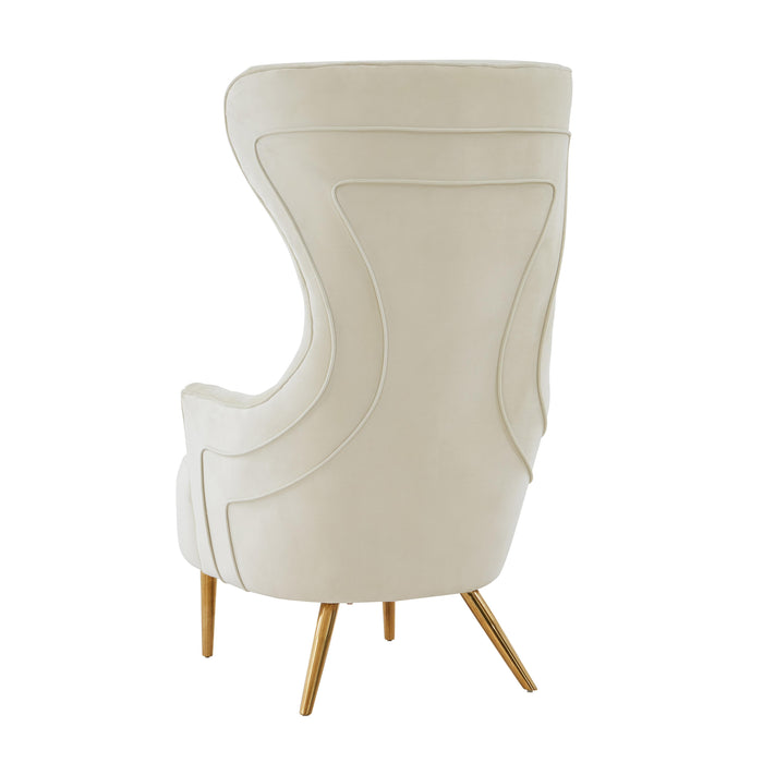 Jezebel Cream Velvet Wingback Chair - UK - Home And Beyond