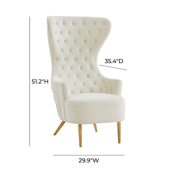 Jezebel Cream Velvet Wingback Chair - UK - Home And Beyond