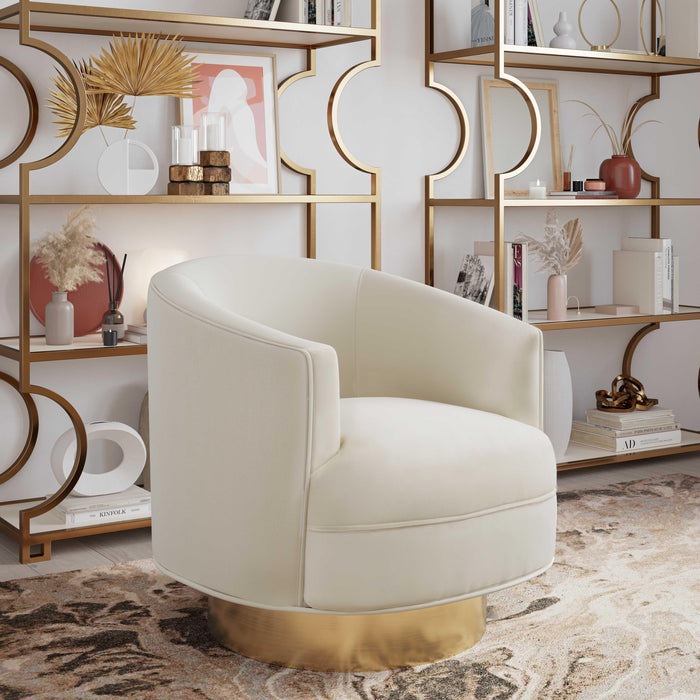 Stella Cream Velvet Swivel Chair - UK - Home And Beyond
