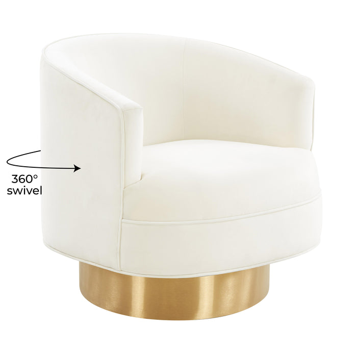 Stella Cream Velvet Swivel Chair - UK - Home And Beyond