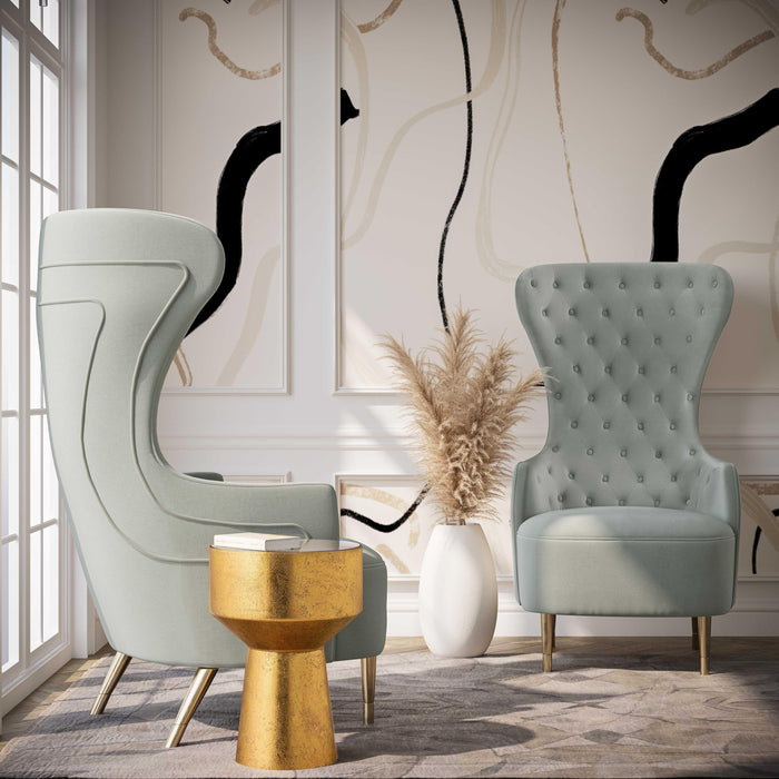 Jezebel Grey Velvet Wingback Chair - UK - Home And Beyond
