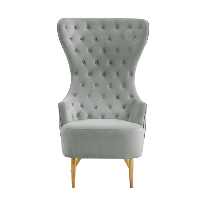 Jezebel Grey Velvet Wingback Chair - UK - Home And Beyond