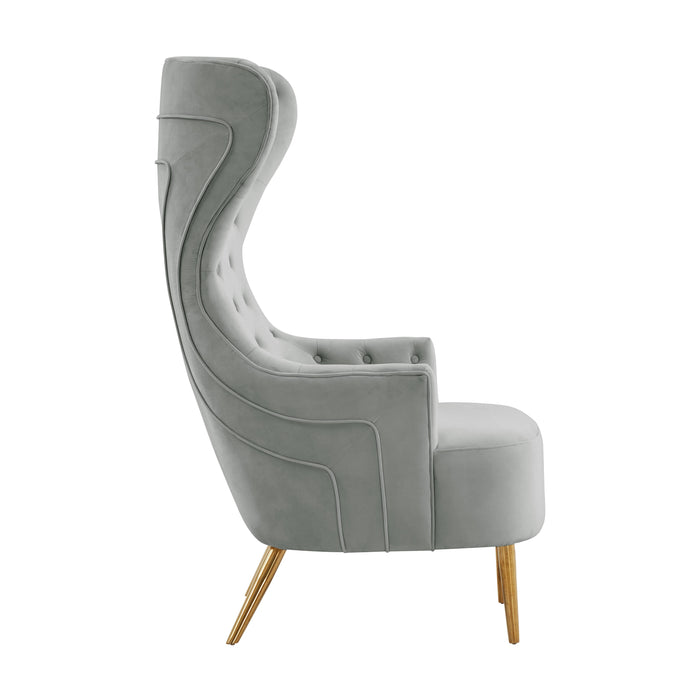 Jezebel Grey Velvet Wingback Chair - UK - Home And Beyond