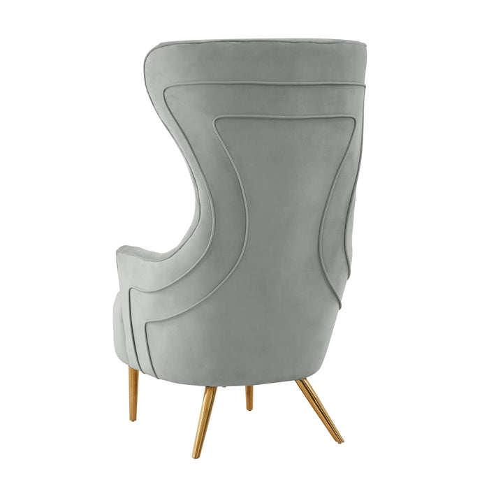 Jezebel Grey Velvet Wingback Chair - UK - Home And Beyond