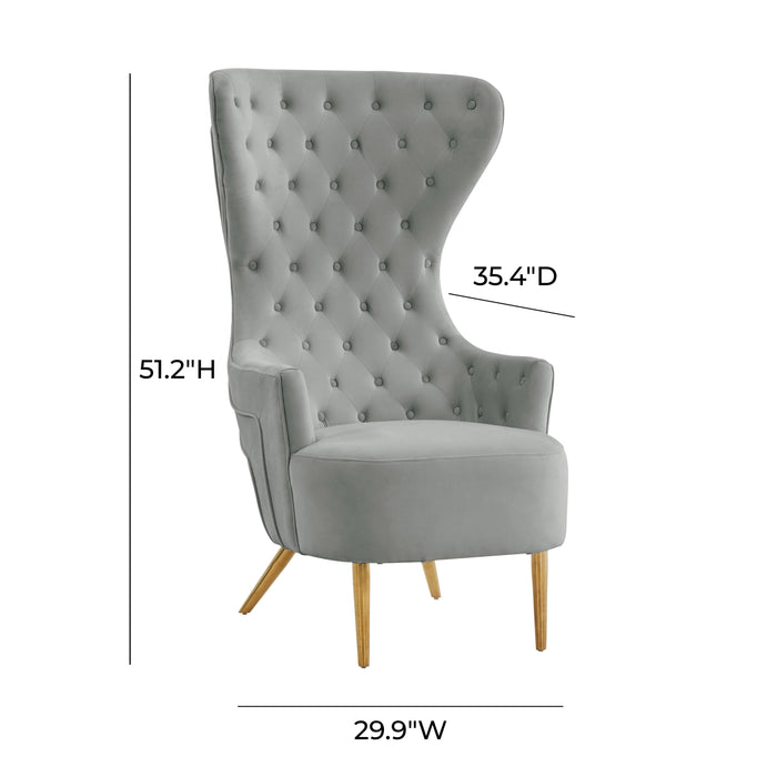 Jezebel Grey Velvet Wingback Chair - UK - Home And Beyond