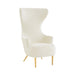Julia Cream Velvet Channel Tufted Wingback Chair - UK - Home And Beyond