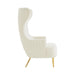 Julia Cream Velvet Channel Tufted Wingback Chair - UK - Home And Beyond