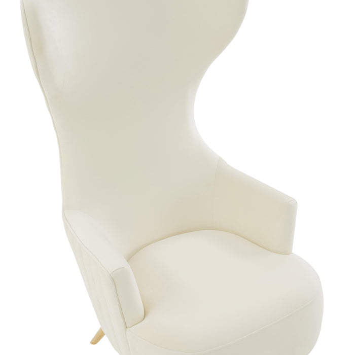Julia Cream Velvet Channel Tufted Wingback Chair - UK - Home And Beyond