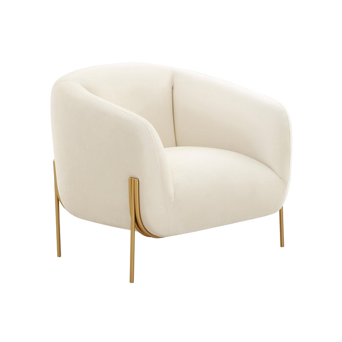 Kandra Cream Velvet Accent Chair - UK - Home And Beyond