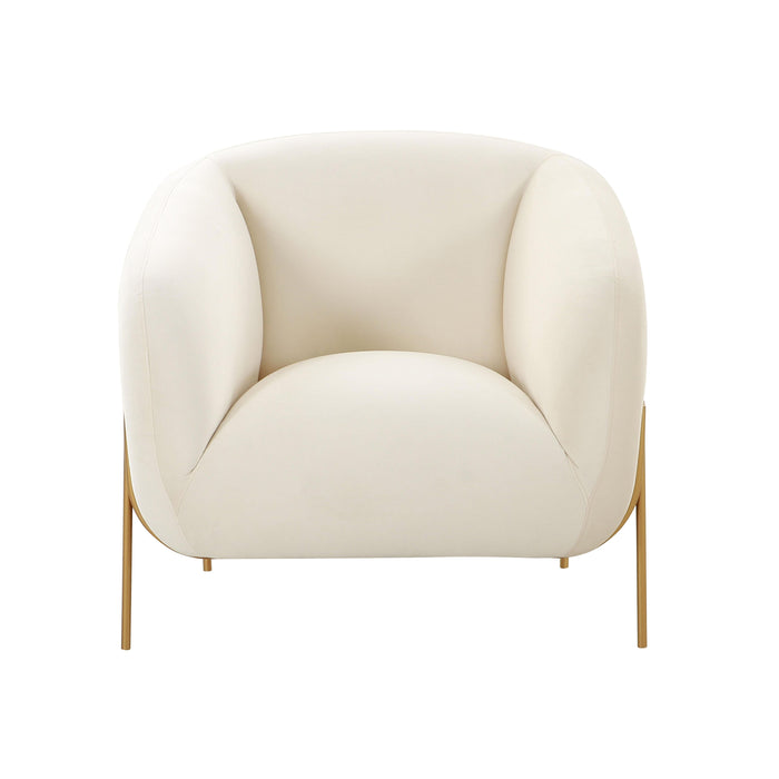 Kandra Cream Velvet Accent Chair - UK - Home And Beyond