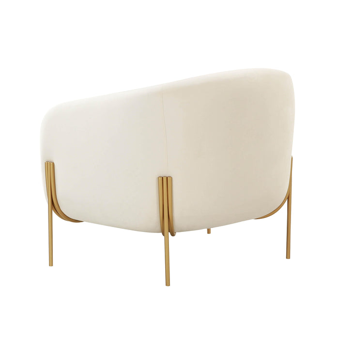 Kandra Cream Velvet Accent Chair - UK - Home And Beyond