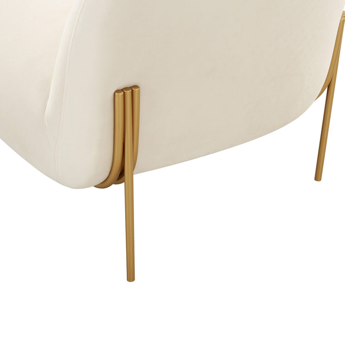 Kandra Cream Velvet Accent Chair - UK - Home And Beyond