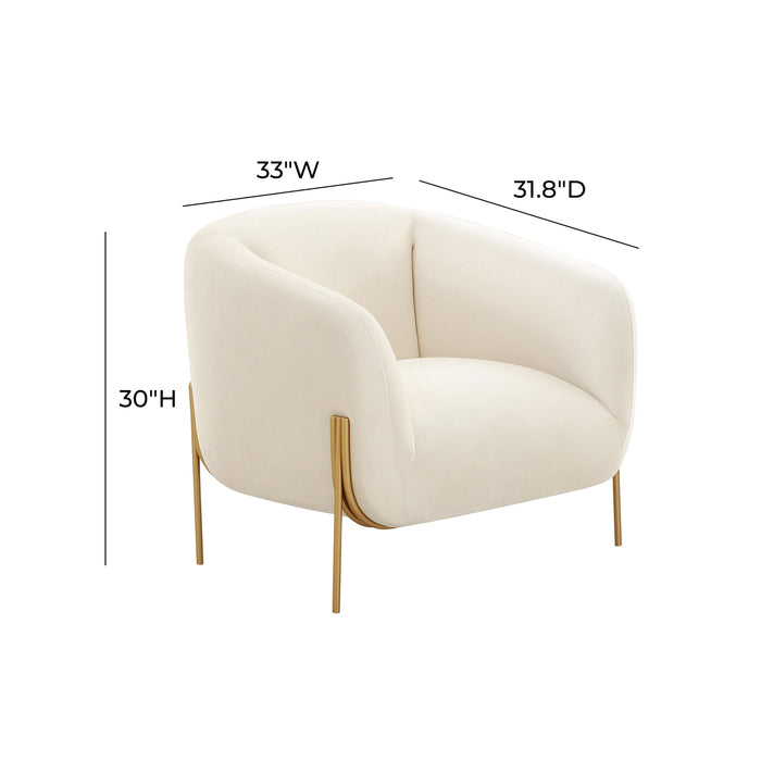 Kandra Cream Velvet Accent Chair - UK - Home And Beyond