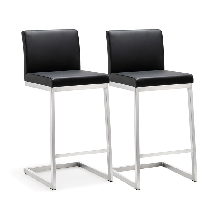 Parma Black Stainless Steel Counter Stool - Set of 2 - UK - Home And Beyond