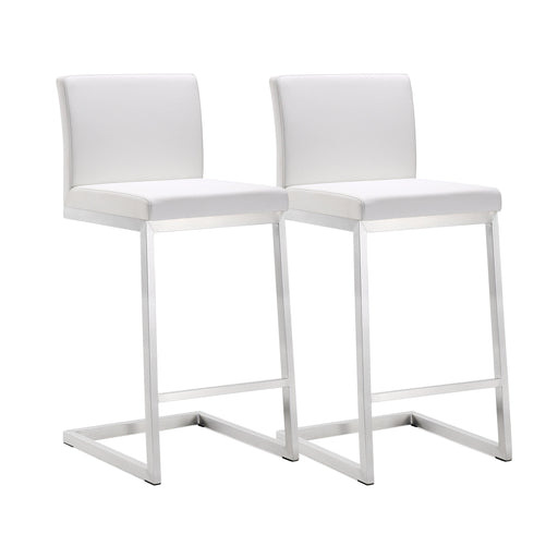 Parma White Stainless Steel Counter Stool - Set of 2 - UK - Home And Beyond